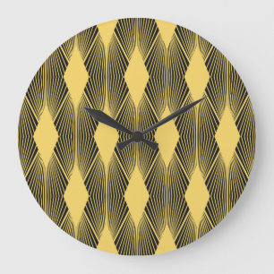 Grande Horloge Ronde Arrière - plan géométrique Art déco Abstrait