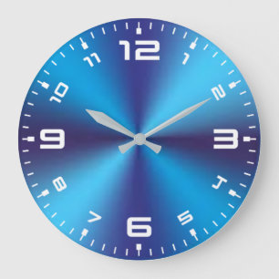 Grande Horloge Ronde Arrière - plan métallique bleu-36361