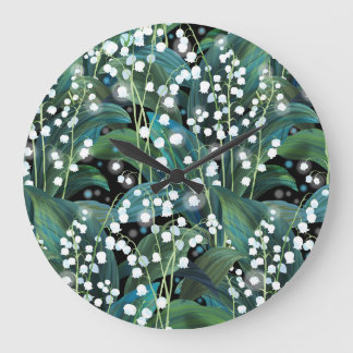 Grande Horloge Ronde Arrière - plan Motif sans couture Lily Valley