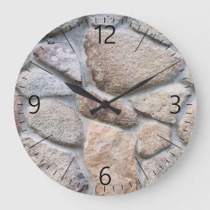 Grande Horloge Ronde Arrière - plan mur de galets