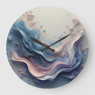 Grande Horloge Ronde Arrière-plan pastel magnifique – Conception oniriq