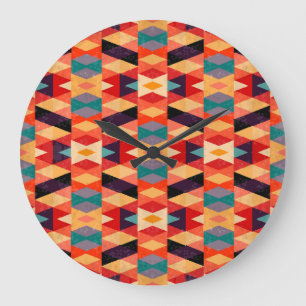 Grande Horloge Ronde Arrière - plan psychédélique géométrique : Grunge 