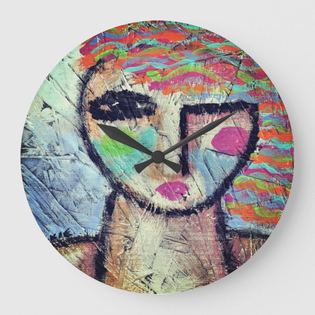 Grande Horloge Ronde Art Abstrait original (Recto)