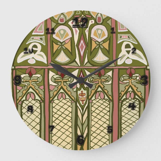 Grande Horloge Ronde Art & Artisanat vitrail inspiré horloge! (Recto)