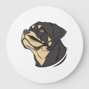 Grande Horloge Ronde Art de chien Rottweiler