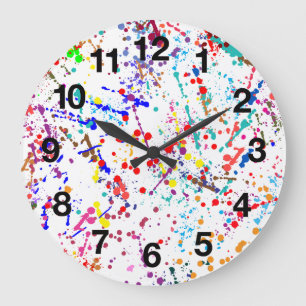 Grande Horloge Ronde Art d'éclaboussure de peinture d'action