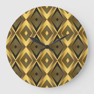 Grande Horloge Ronde Art Déco : Arrière - plan géométrique Abstrait