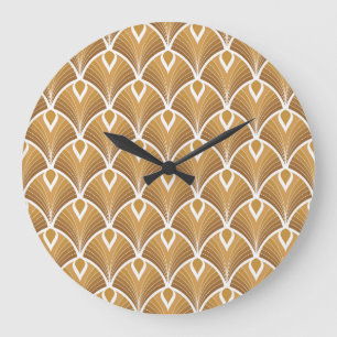 Grande Horloge Ronde Art déco classique : motif géométrique.
