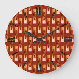 Grande Horloge Ronde Art Déco Géométrique métallique - Cuivre et rouill