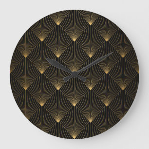 Grande Horloge Ronde Art Déco : L'élégance de l'or noir.