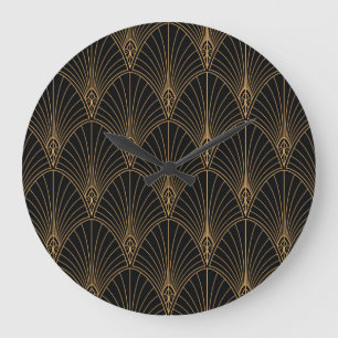 Grande Horloge Ronde Art déco : motif géométrique classique.