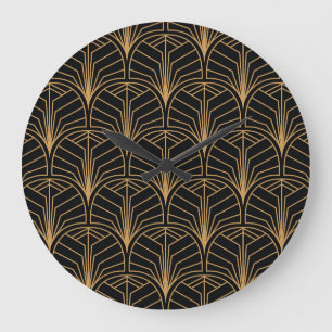 Grande Horloge Ronde Art Déco, motif minimaliste vintage.