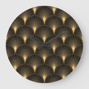 Grande Horloge Ronde Art Déco Or Noir : Luxe incomparable