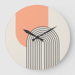 Grande Horloge Ronde Art en ligne de style du milieu du siècle avec arc