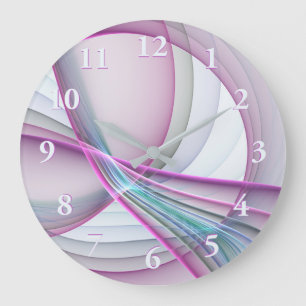 Grande Horloge Ronde Art fractal abstrait coloré en mouvement