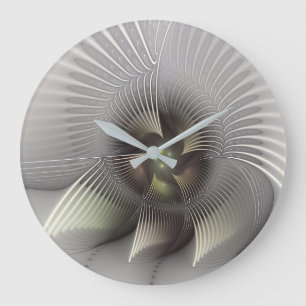 Grande Horloge Ronde Art fractal Abstrait moderne en 3D