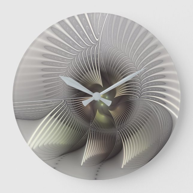 Grande Horloge Ronde Art fractal Abstrait moderne en 3D (Recto)