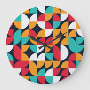 Grande Horloge Ronde Art Générique : Motif triangle coloré