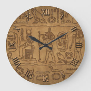 Grande Horloge Ronde Art Hiéroglyphique égyptien