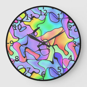 Grande Horloge Ronde Art lumineux d'arc-en-ciel