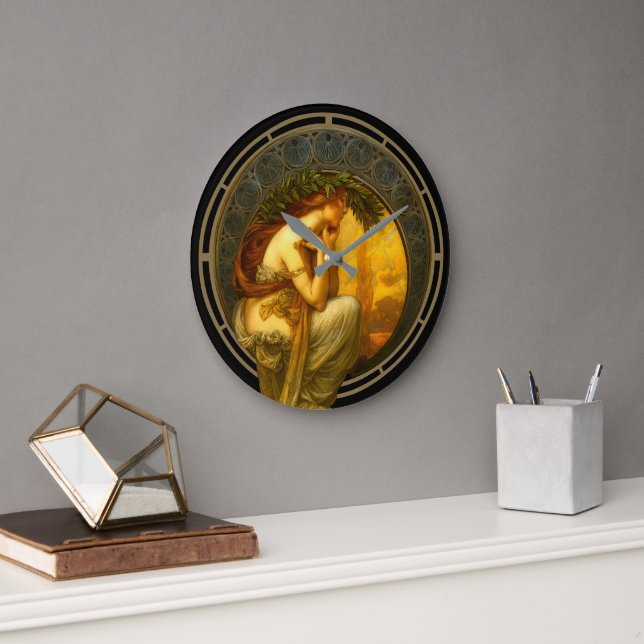 Grande Horloge Ronde Art Nouveau Woman At Sunset (Bureau)