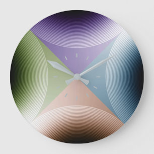 Grande Horloge Ronde Art spiral à quatre couleurs