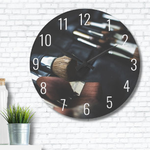 Grande Horloge Ronde Artiste de maquillage noir élégant