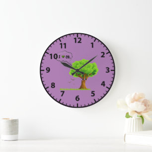 Grande Horloge Ronde Artistic Nature-Inspecred Tree Design