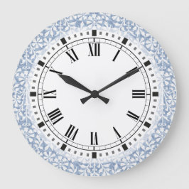 Grande Horloge Ronde Arts et métiers d'art bleu et blanc