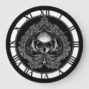 Grande Horloge Ronde As de pique de crâne