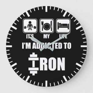 Grande Horloge Ronde Ascenseur, Manger, Sommeil - Addictif Au Fer - Ent