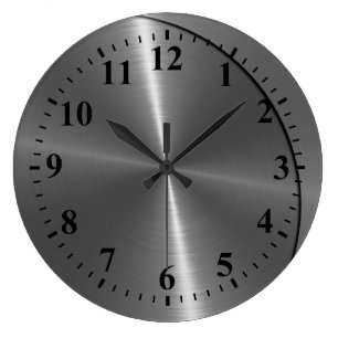 Grande Horloge Ronde Aspect métallique en acier inoxydable