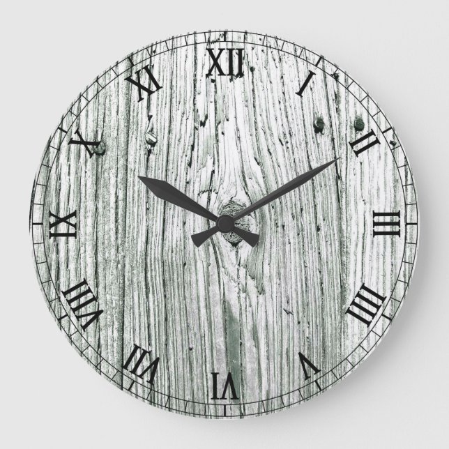 Grande Horloge Ronde Aspect rustique Blanc Toné Roman Numérique Grande  (Recto)