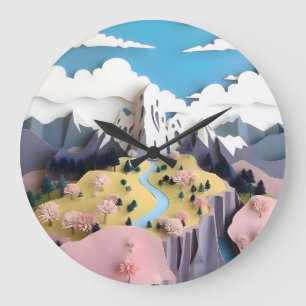 Grande Horloge Ronde Assemblage Pastel Valley