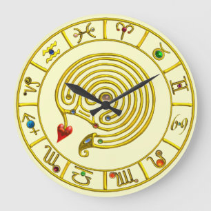 Grande Horloge Ronde ASTRAL LABYRINTH GOLD ZODIAC CHART Astrologie