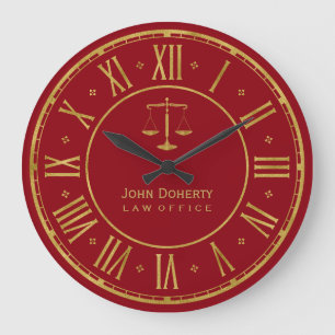 Grande Horloge Ronde ATTORNEY AT LAW   Golden Red Personalizable