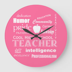 Grande Horloge Ronde Attributs de l'enseignant cool au lycée+Pomme