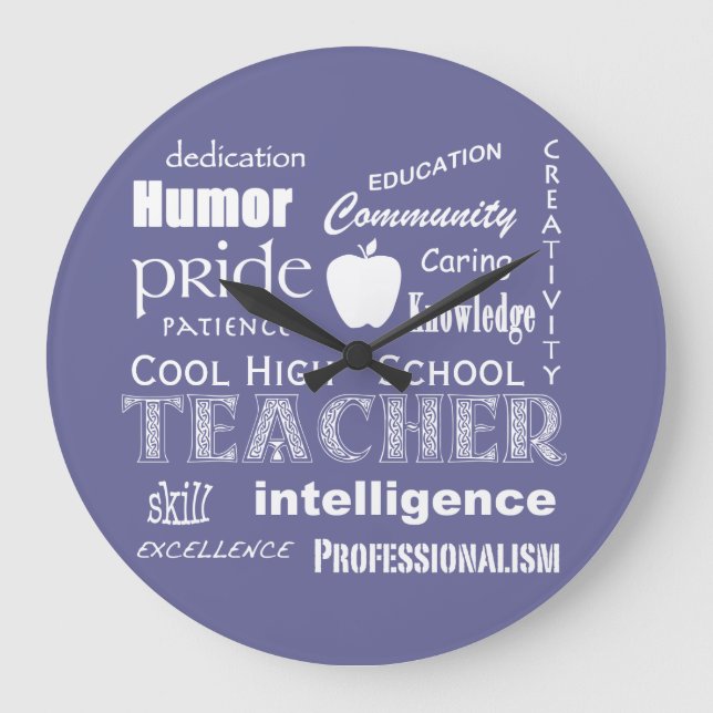 Grande Horloge Ronde Attributs élevés frais de maître d'école+Apple (Recto)
