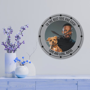 Grande Horloge Ronde Au meilleur papa de chien jamais personnalisé phot