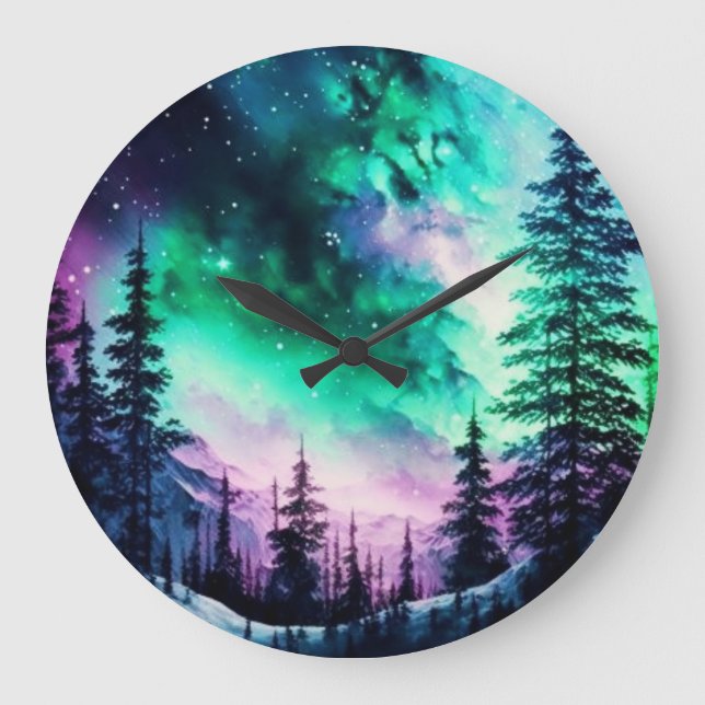 Grande Horloge Ronde Aurora céleste boréale Lumières nord vives (Recto)