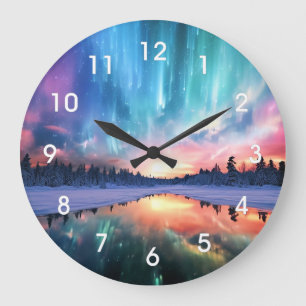 Grande Horloge Ronde Aurore Boréale, Lumières du Nord,