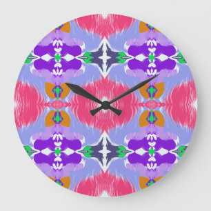 Grande Horloge Ronde Aurore Vive Kaléidoscope Fleur Électrique