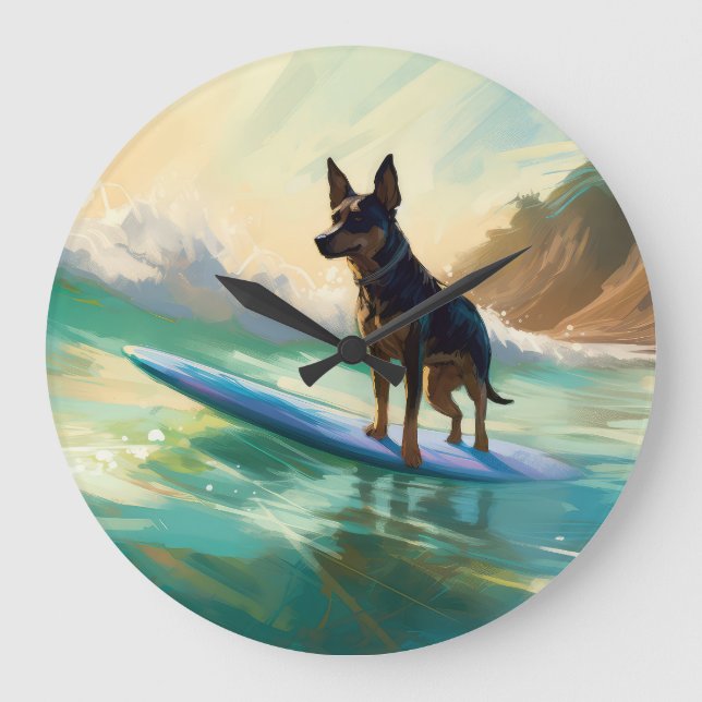 Grande Horloge Ronde Australian Kelpie Beach Surf Paining (Recto)