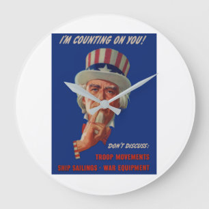 Grande Horloge Ronde Avertissement des années 1940 de l'oncle Sam