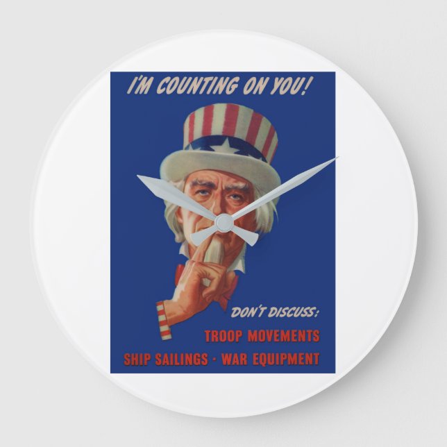 Grande Horloge Ronde Avertissement des années 1940 de l'oncle Sam (Recto)