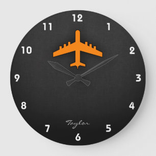 Grande Horloge Ronde Avion orange