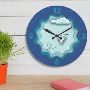 Grande Horloge Ronde Avion papier   Le voyage commence par un seul