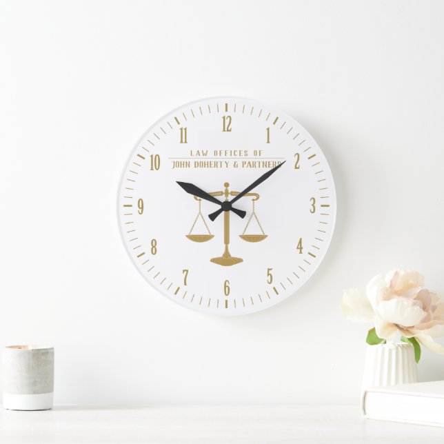 Grande Horloge Ronde Avocat d'or en droit | Bureau du droit (Maison)