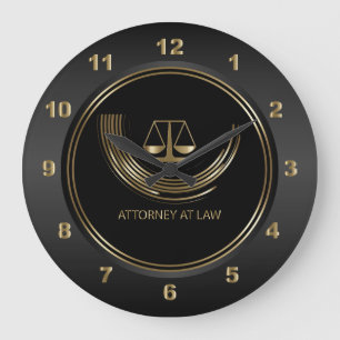 Grande Horloge Ronde Avocat - Noir et Or
