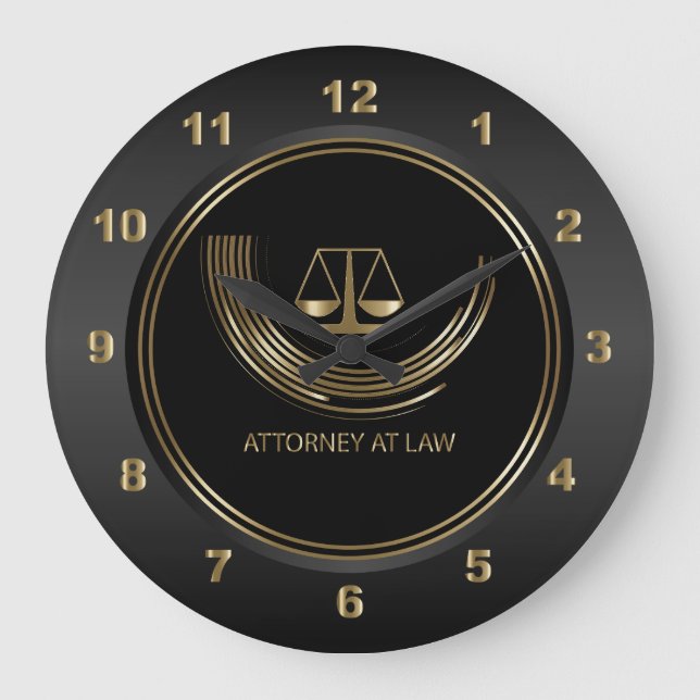 Grande Horloge Ronde Avocat - Noir et Or (Recto)